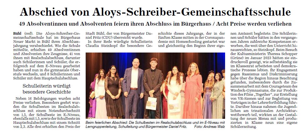 Abschlussfeier 2026 – 9 und 10